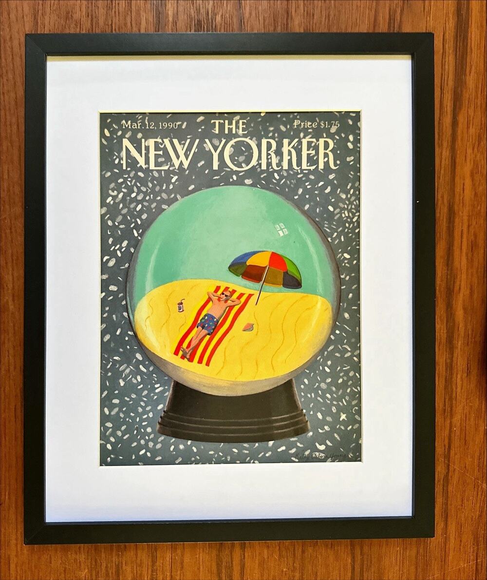 Framed 1990 The New Yorker Magazine March 12 Kathy Osborn Young Beach Snow